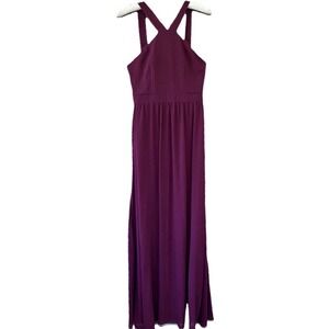 Lulus Burgundy Chiiffon Maxi Dress Women's S Formal Romantic Bridesmaid Prom